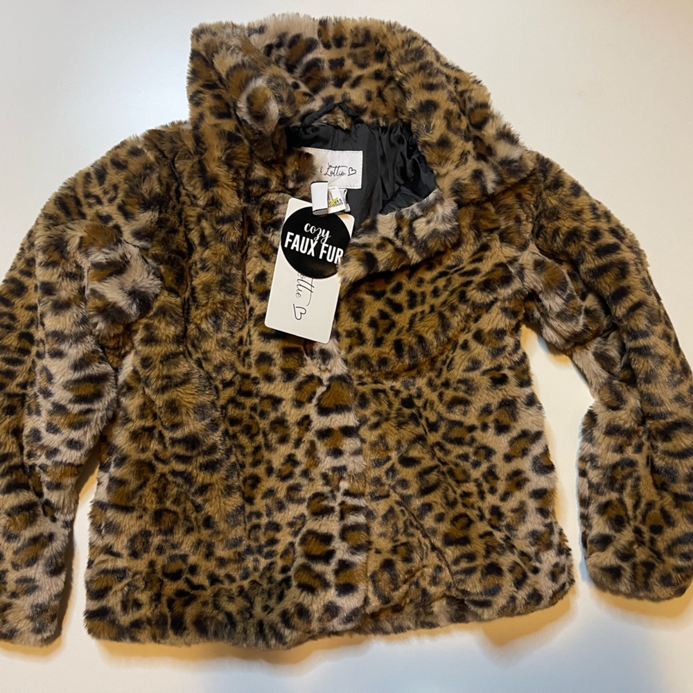Leopard Print Faux Fur Kids Jacket
